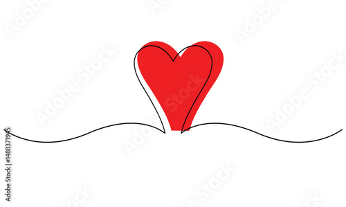 Vector continuous one simple single abstract line drawing of love concept of celebration