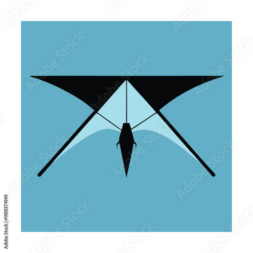 Vector illustration of a minimalist hang glider against a clear blue sky
