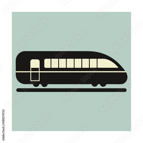 Retro style high speed train vector illustration on a light blue background