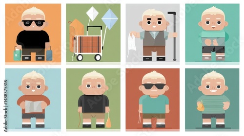 Vector Character Progression: A Life Stage Collection