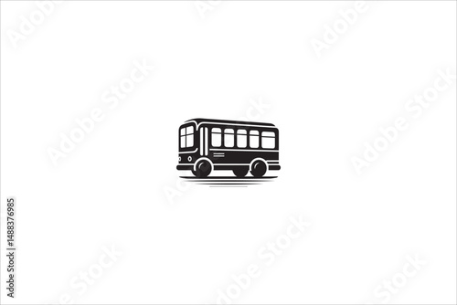 bus   silhouette with a simple, understated design set against a white background