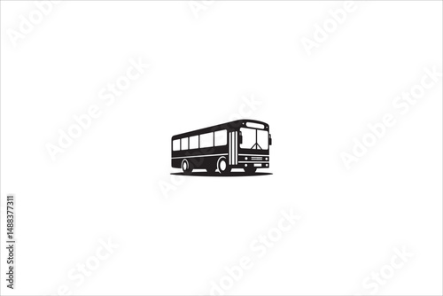 bus   silhouette with a simple, understated design set against a white background