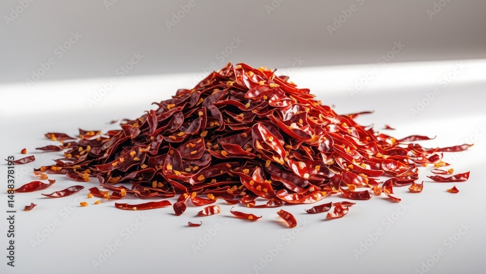 Fototapeta premium White background with chili flakes