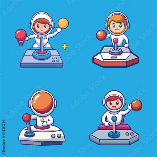 Astronaut Sitting On Joystick And Waving