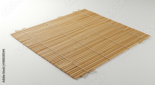 Natural light illuminates neatly woven bamboo sushi mat. AI Generated