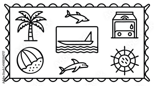 Vintage Postage Style Icons for Travel Graphics