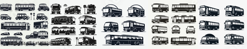 Vector set image silhouette of bus