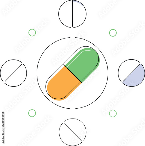 vector illustration of a capsule