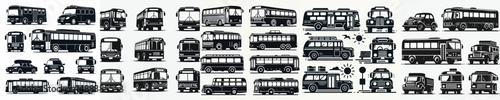 Vector set image silhouette of bus