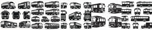 Vector set image silhouette of bus
