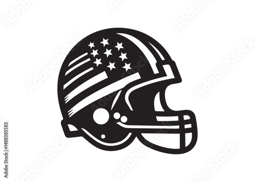 American Football Helmet Icon, American Football Helmet Silhouette Vector