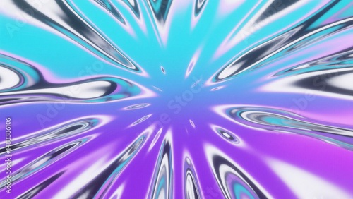 Abstract metallic tunnel with iridescent reflections and a dark center