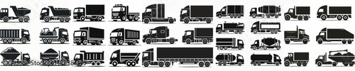 Vector set image silhouette of truck