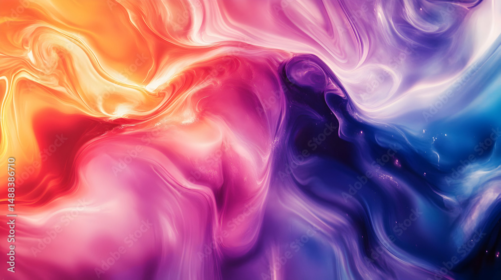 Obraz premium Abstract blend of warm and cool colors creating a nebula-like ethereal effect