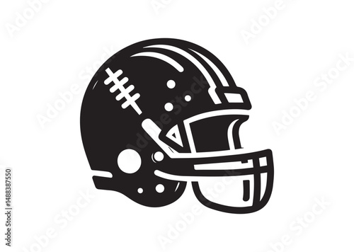 American Football Helmet Icon, American Football Helmet Silhouette Vector