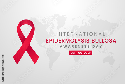 Epidermolysis Bullosa Awareness Day background design with Red silk ribbon.