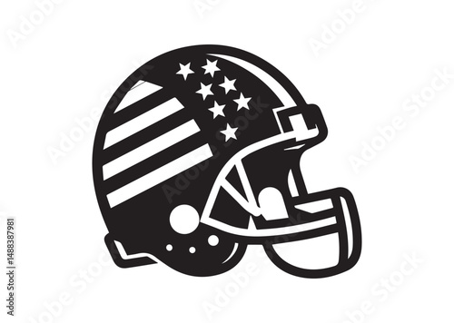 American Football Helmet Icon, American Football Helmet Silhouette Vector