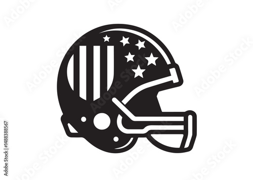 American Football Helmet Icon, American Football Helmet Silhouette Vector