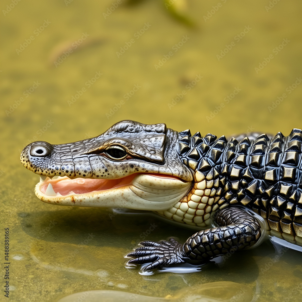 Fototapeta premium baby alligator with adult