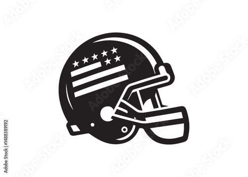 American Football Helmet Icon, American Football Helmet Silhouette Vector