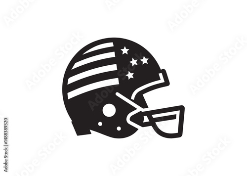 American Football Helmet Icon, American Football Helmet Silhouette Vector