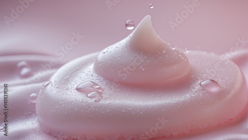Face cleanser foam close-up showing soft texture and lather