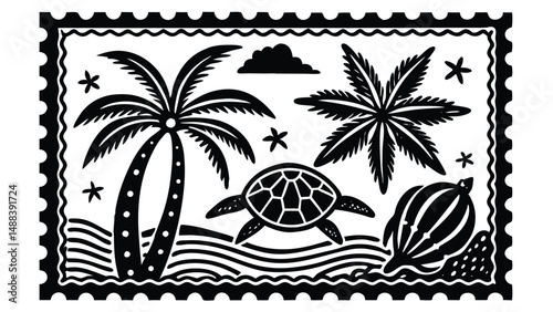 Vintage Beach Vector Illustration for Summer Design