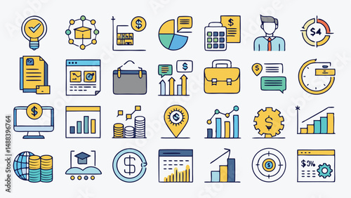 Clean Business Vector Icon Set for Corporate Use