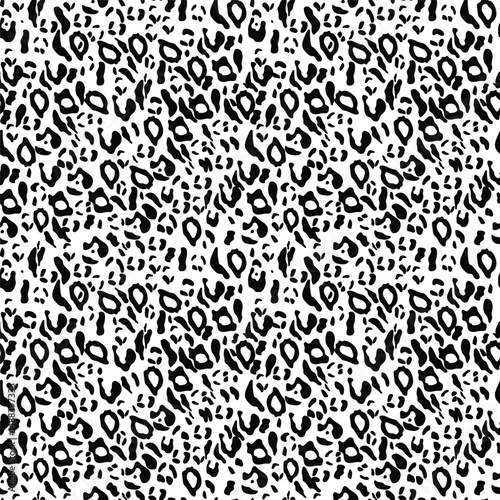 Leopard print seamless background pattern. Black and white. Animal skin pattern seamless.