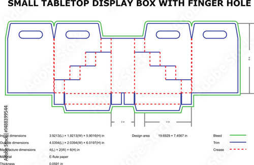 Small tabletop display box with finger hole design template