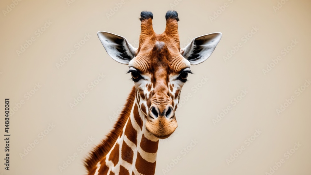 Fototapeta premium Upright shot of a giraffe's head