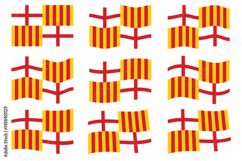 Vector illustration of the official flags set of Barcelona, Spain.
