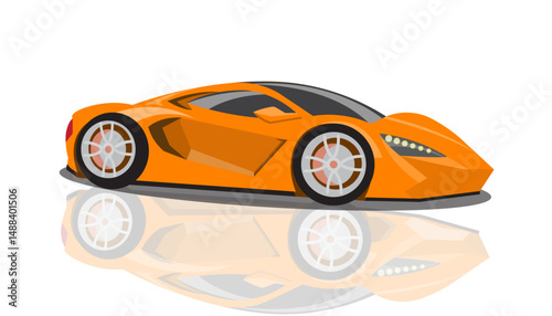 orange sports car vector with shadow