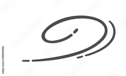 Swirl wind symbol, vortex, breeze, airflow, gust, draft, monoline air current, spiral, spiral wind, stream, zephyr, whirlwind. Simple curved line, wind movement, vector outline.