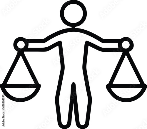 Silhouette of a person holding scales depicting justice and balance concept