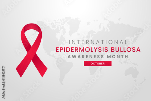 Epidermolysis Bullosa Awareness Month background design with Red silk ribbon.