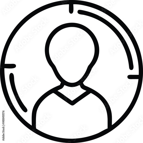 Simple grayscale icon of a human head silhouette suitable for various design applications