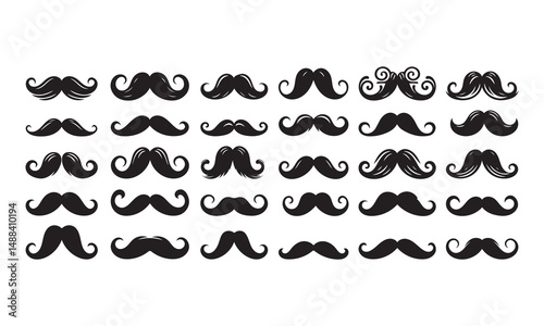 Set of mustache icons. Mustache collection set silhouette vector illustration