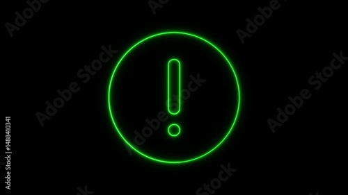Glowing neon exclamatory icon isolated .