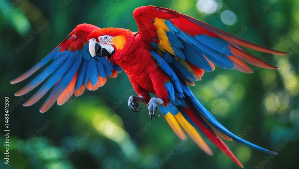Obraz premium Ara macao - Scarlet Macaw, a large and stunningly colorful forest parrot