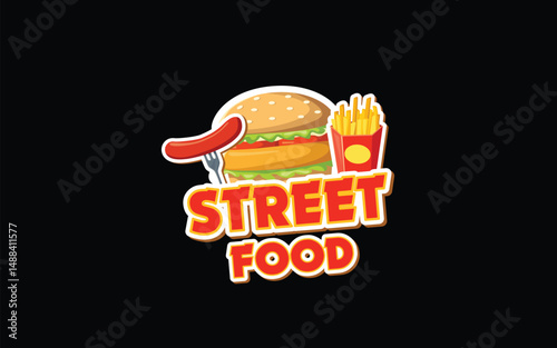 Pizza, Fries, Ice Cream, Burger and Fast Food Icon, Junk Food Combo Logo, Fast Food Illustration Design, Street Food Icon Set, Quick Bite Symbol, Takeaway Food Emblem, Delicious Snack Logo, Fast Food 