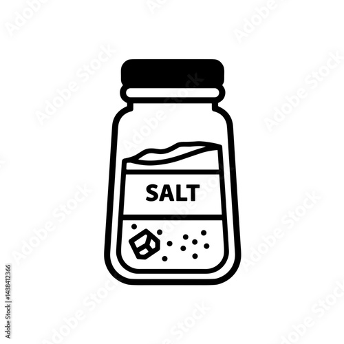 Salt jar icon with label and crystals