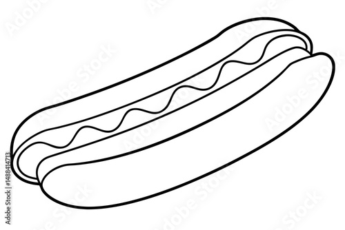hot dog silhouette line art vector illustration with a white background