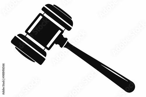 judges hammer silhouette line art vector illustration with a white background