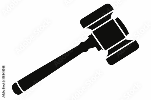 judges hammer silhouette line art vector illustration with a white background