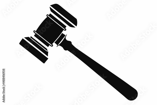 judges hammer silhouette line art vector illustration with a white background