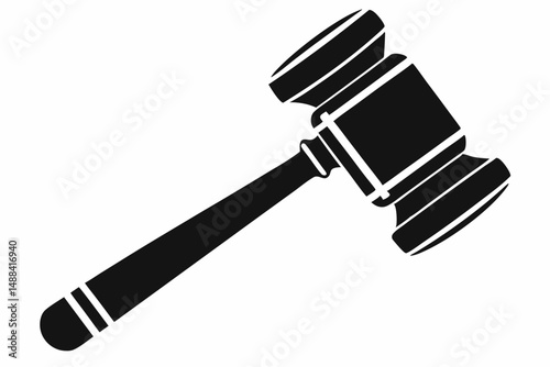 judges hammer silhouette line art vector illustration with a white background