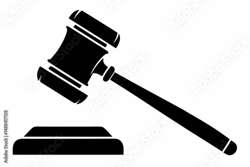 judges hammer silhouette line art vector illustration with a white background
