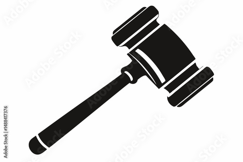judges hammer silhouette line art vector illustration with a white background
