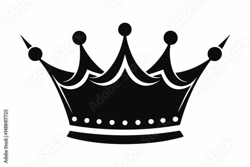 king crown silhouette line art vector illustration with a white background